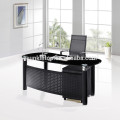 Glass top stainless steel frame office desk